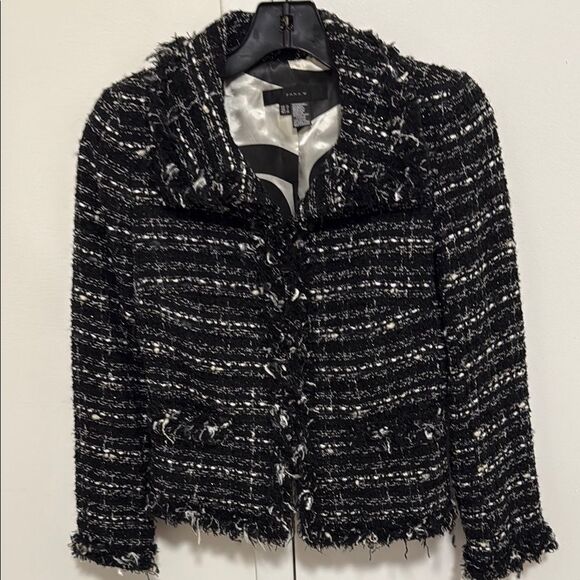 Zara Women Black & White Tweed Fringe Jacket. Size 4. - Picture 1 of 5